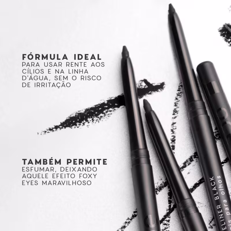 Lápis de Olho Retrátil Preto Eyeliner Black Océane