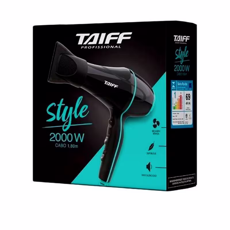 Kit Secador 220V e Prancha Bivolt Style Preto Taiff