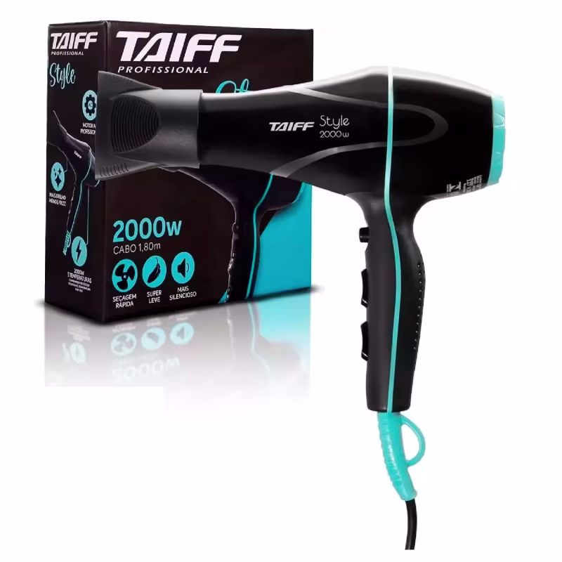 Kit Secador 220V e Prancha Bivolt Style Preto Taiff