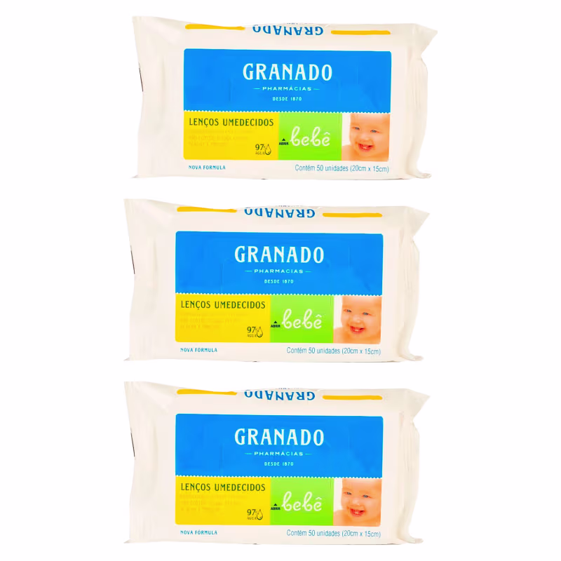 Trio Lenços Umedecidos Bebê Tradicional Granado