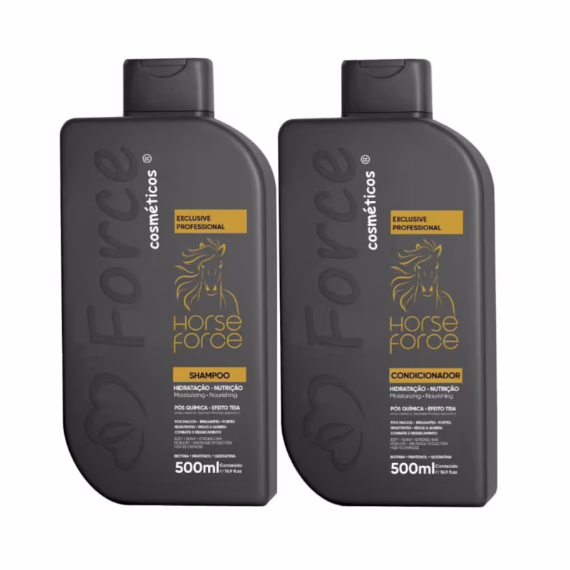 Kit Shampoo e Condicionador Pós Quimica Horse Force Exclusive Professional 500ml - Hidratação e Brilho