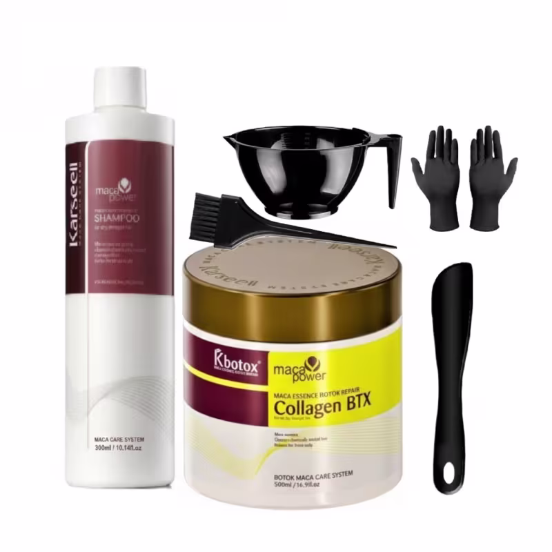 Karseell Máscara KBotox Collagen 500g + Shampoo Maca Power 300ml - Liso Perfeito