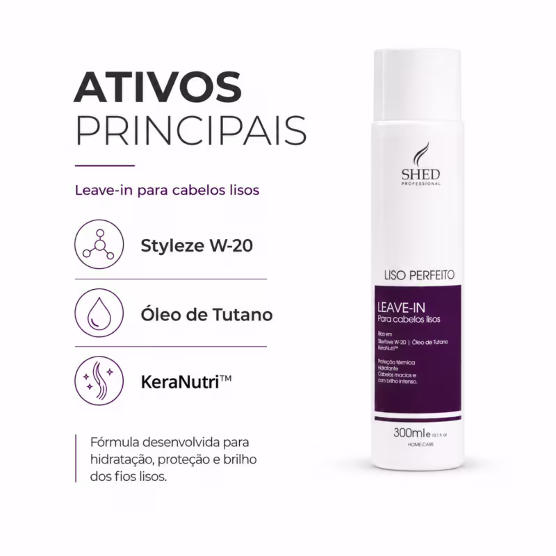 Leave-in 300ml Liso Perfeito: Hidratação Intensa e Liso Impecável | Shed Professional