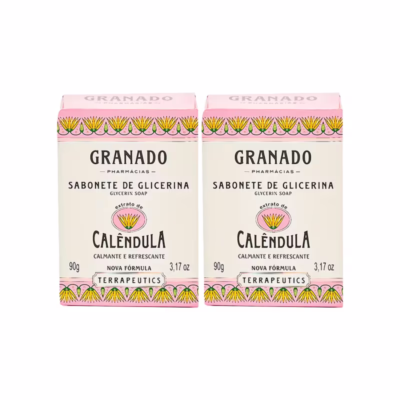 Dois Sabonetes em Barra de Glicerina Calêndula Granado