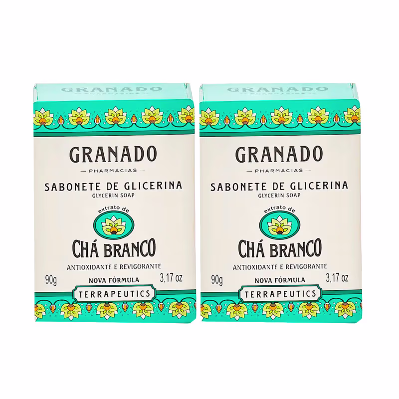 Dois Sabonetes em Barra de Glicerina Chá Branco Granado