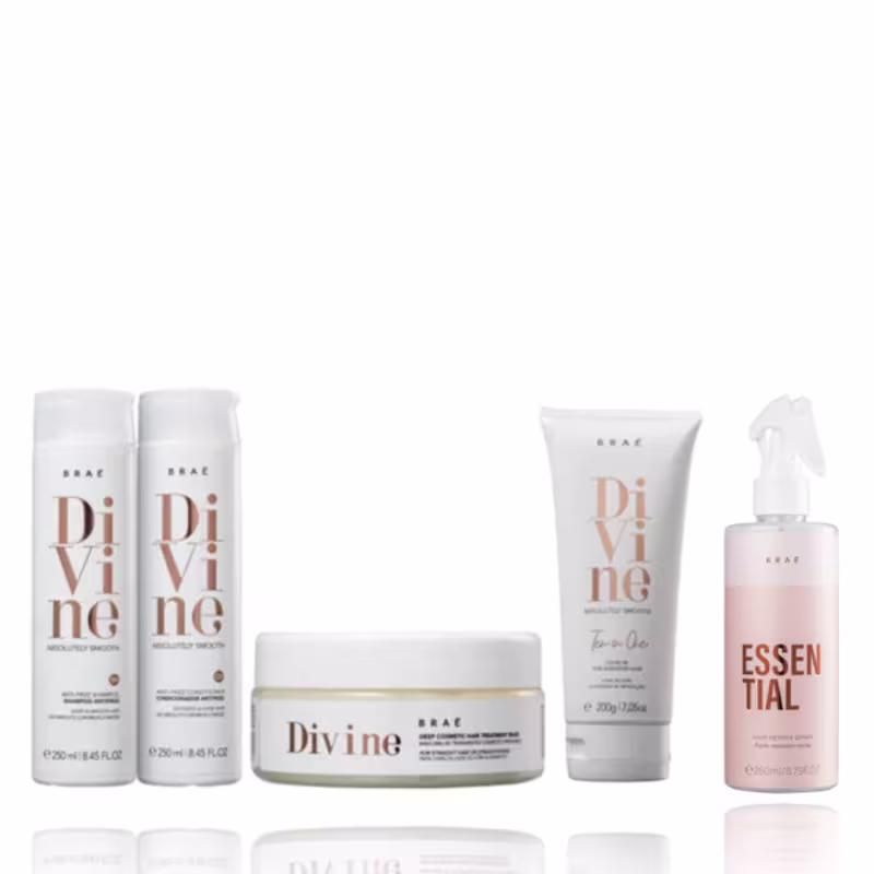 Kit Brae com Divine Shampoo e Condicionador 250ml + Máscara + Leave-in 200ml+ Essential 260ml