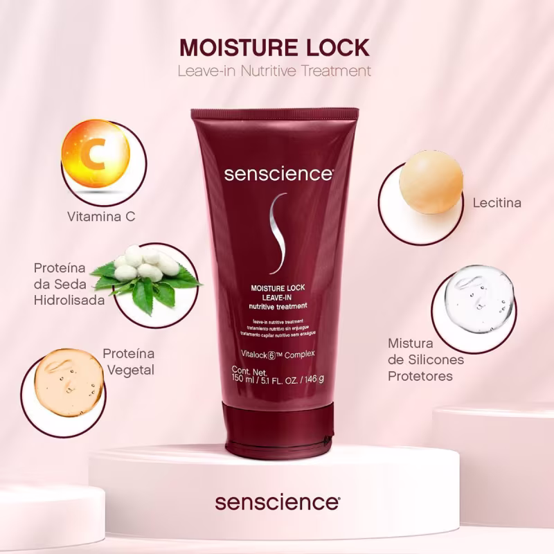 Kit Senscience Silk Moisture Lock Inner Home Care 50 Leave-in (4 produtos)