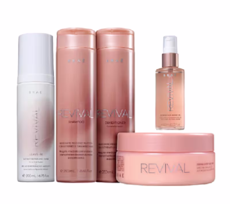 Kit Braé Revival Shampoo+Condicionador 250ml+Mascara+Leave-in 200ml+ShineOil 60ml
