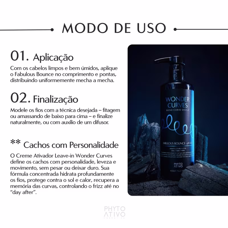 Leave-in Wonder Curves Blend Curve System Cachos Phyto Ativo 450g
