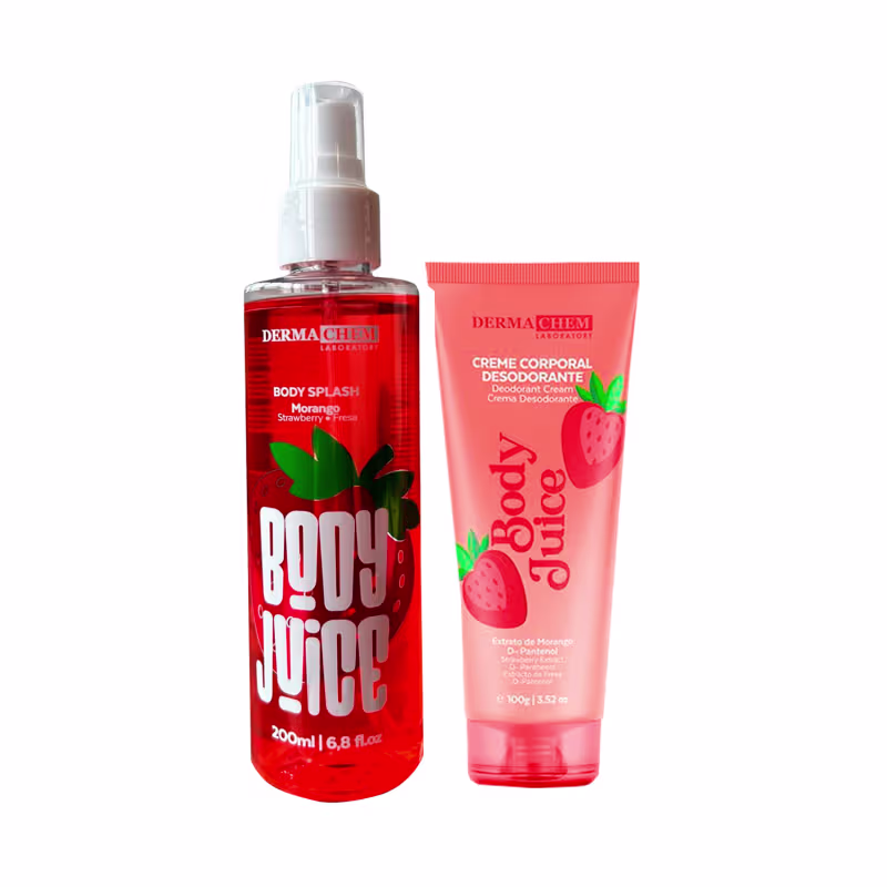 Body Splash e Creme Corporal Morango Dermachem