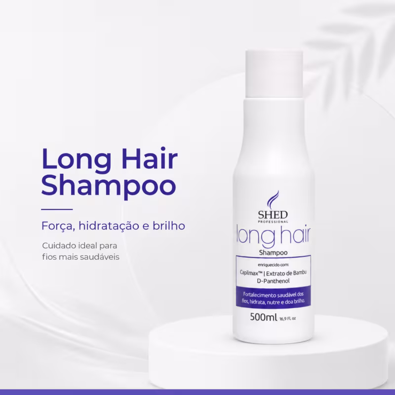 Shampoo 500ml Long Hair: Hidratação, Fortalecimento e Prevenção a Queda | Shed Professional