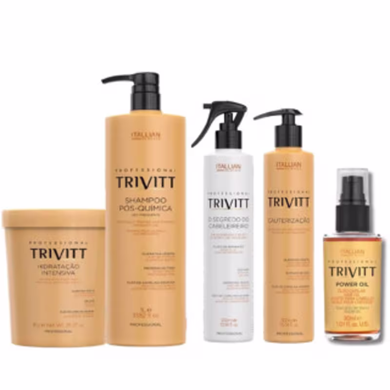 Kit Trivitt Cauterização Profissional Pós Química (5 Itens) – Reconstrução, Brilho e Força