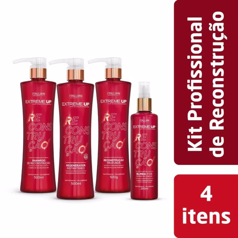Kit Itallian Profissional Extreme Up Reconstrução Capilar Hair Clinic (4 Itens)