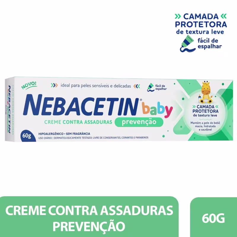 Creme Contra Assaduras Nebacetin Baby Prevenção 60g