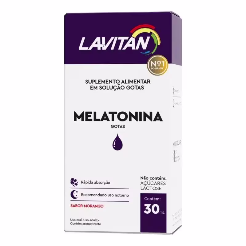 Lavitan Melatonina Sabor Morango - Suplemento Alimentar em Gotas 30ml