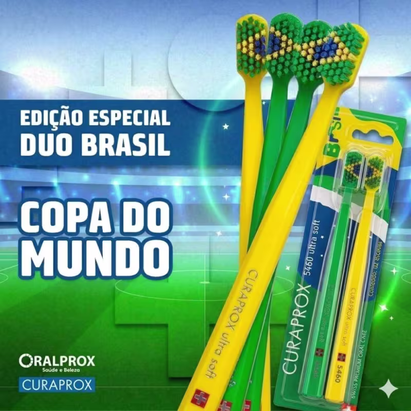 Escova Dental Curaprox Duo 5460 Edição Especial Brasil Copa do Mundo