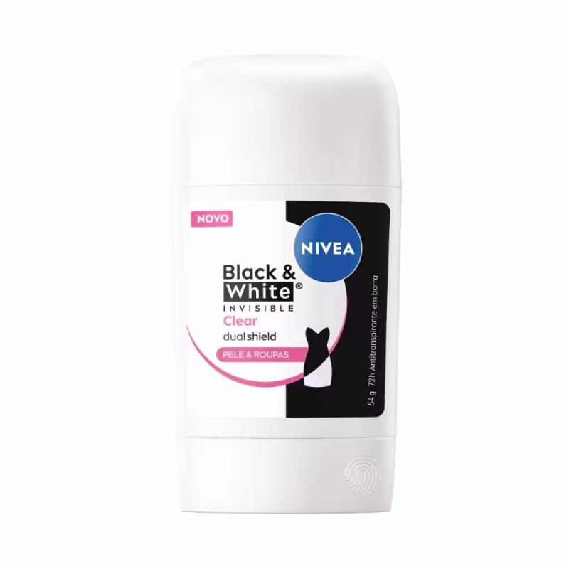 Desodorante Antitranspirante Nivea Stick Black & White Invisible Clear Peles e Roupas 72h 54g