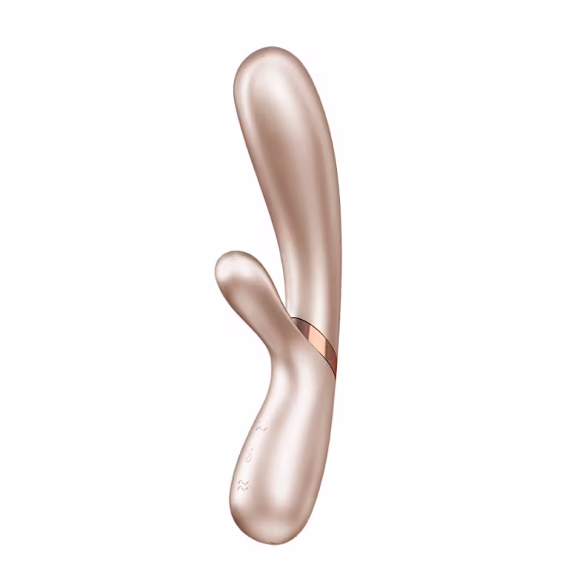 A imagem mostra um vibrador rosê gold.