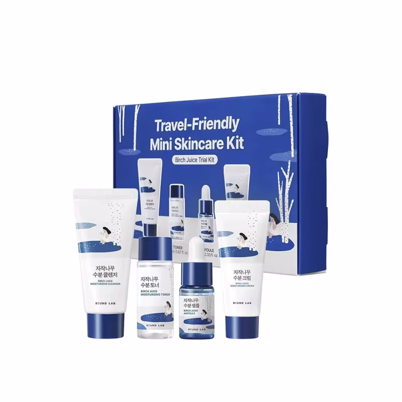 Kit Travel Round Lab Birch Moisturizing 4 produtos Mini Hidratante
