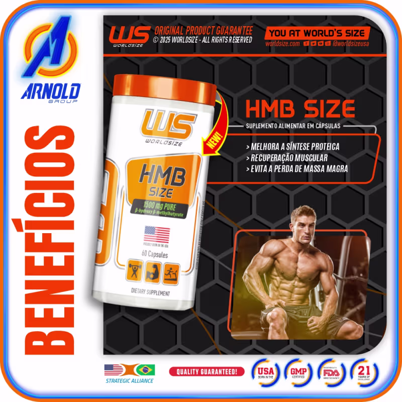 Suplemento Alimentar Worldsize HMB Size, 60 Cápsulas.