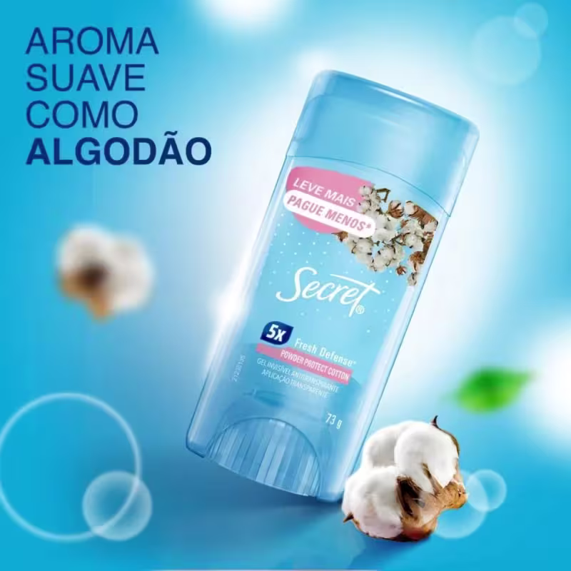 Secret Powder Protect Cotton - Desodorante Antitranspirante em Gel 73g