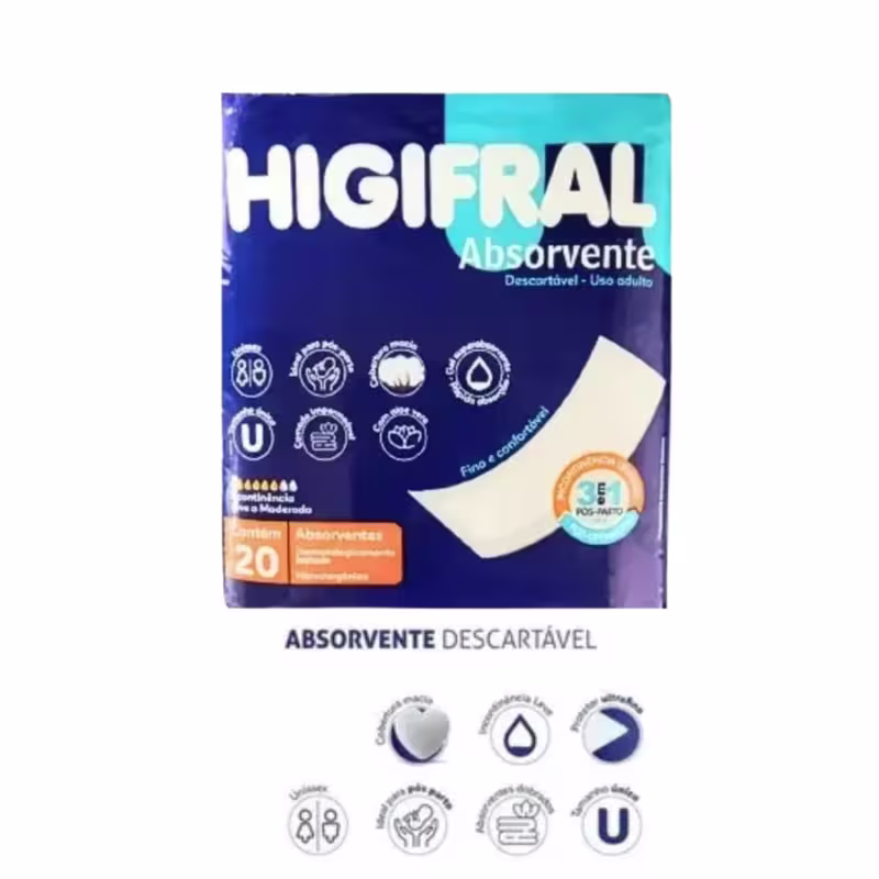 Absorvente Geriátrico Pós-Parto Higifral C/20 Unidades