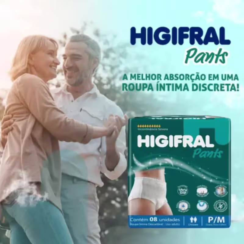 Fralda Geriátrica Higifral Pants P/M com 8 Unidades