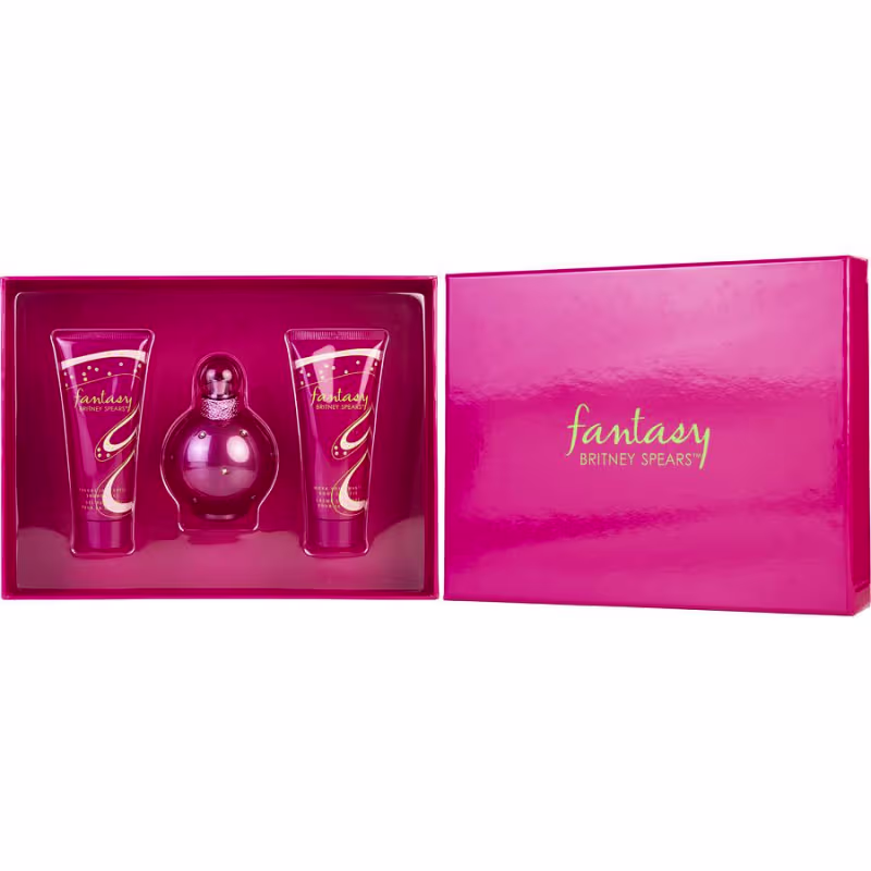 Cx De Presente Feminino Fantasy Britney Spears Britney Spears Eau De Parfum Spray 100 Ml + Body Souffle 100 Ml + Gel De Banho 100 Ml