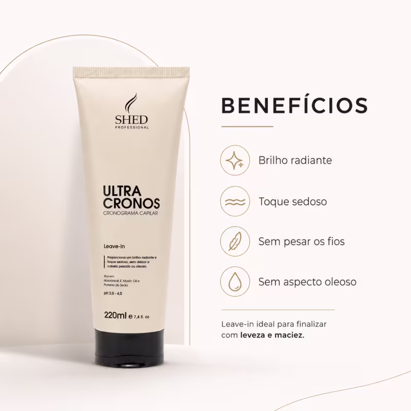 Leave-in 220ml Ultra Cronos Brilho Radiante e Toque Sedoso sem Frizz | Shed Professional