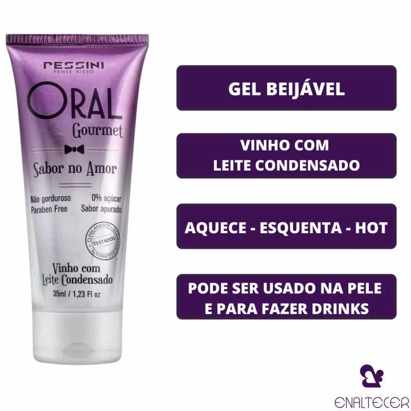 Gel VINHO LEITE CONDENSADO Oral Gourmet Beijável Pessini 35ml