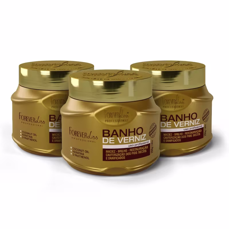 Combo Com 3 MÃ¡scaras Banho De Verniz Forever Liss 250g