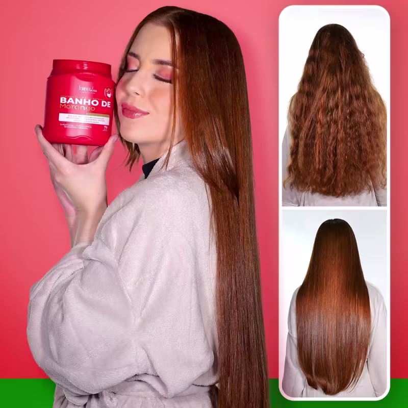 Kit Banho de Verniz Morango Profissional Completo Forever Liss