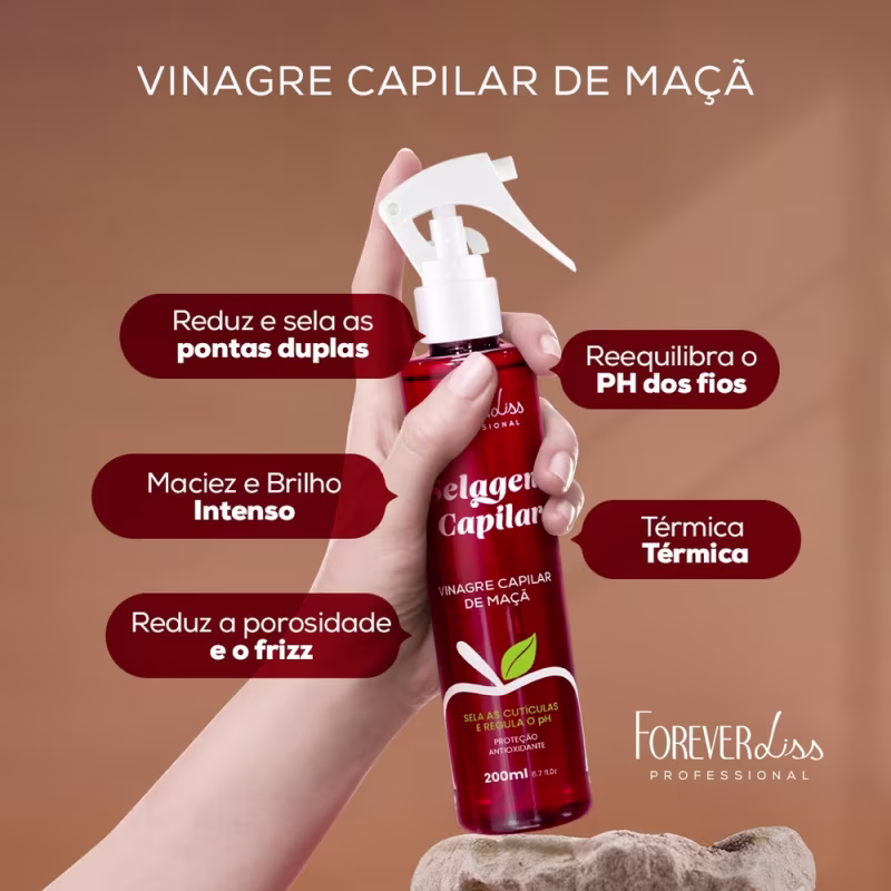 Kit Banho de Verniz e Acidificante Vinagre de Maçã Forever Liss