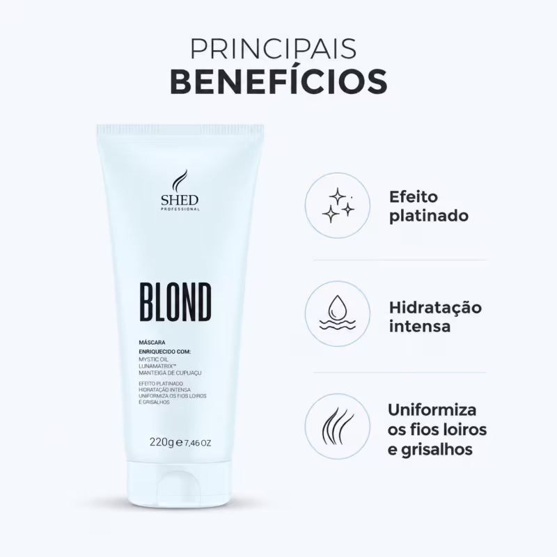 Máscara 220g Blond: Hidratação e Neutralização do Amarelado | Shed Professional