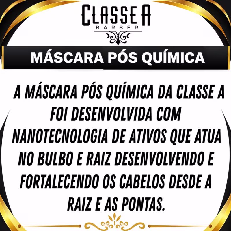 Máscara Pós Química Capilar ClasseA 300g Hidratação Profunda