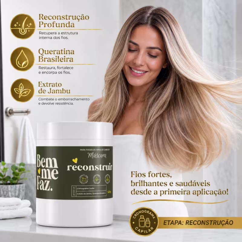Máscara Capilar Reconstrução 500g Reconstruir Bem Me Faz