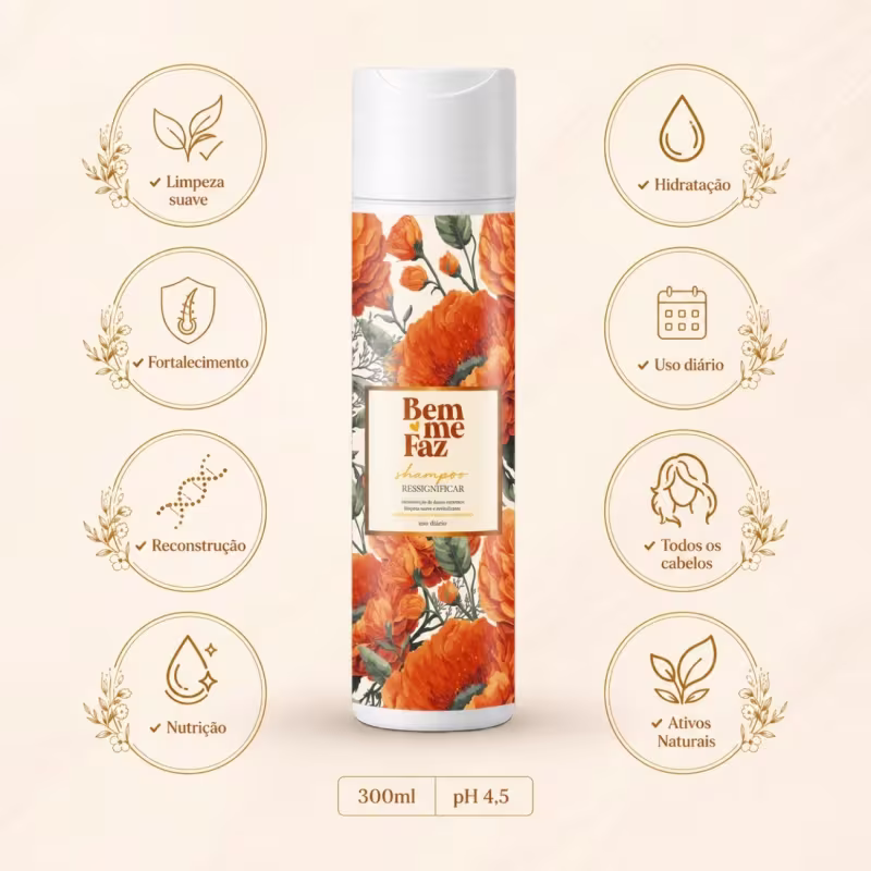 Shampoo Reconstrução Capilar Ressignificar Bem Me Faz 300ml