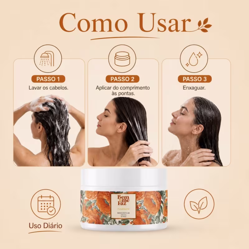 Máscara Reconstrução Capilar Ressignificar Bem Me Faz 300g