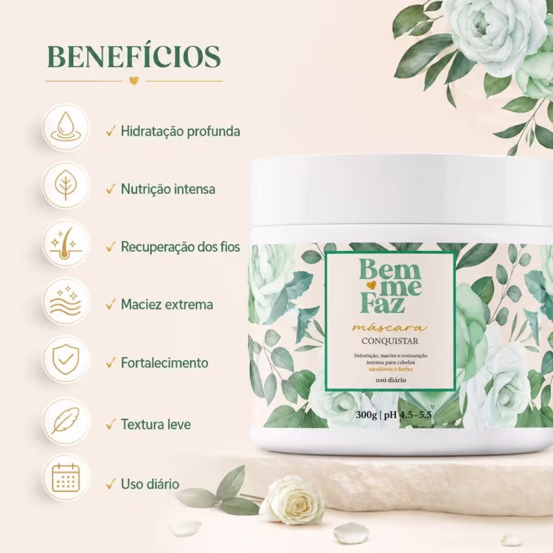 Máscara Hidratação e Nutrição 300g Conquistar Bem Me Faz