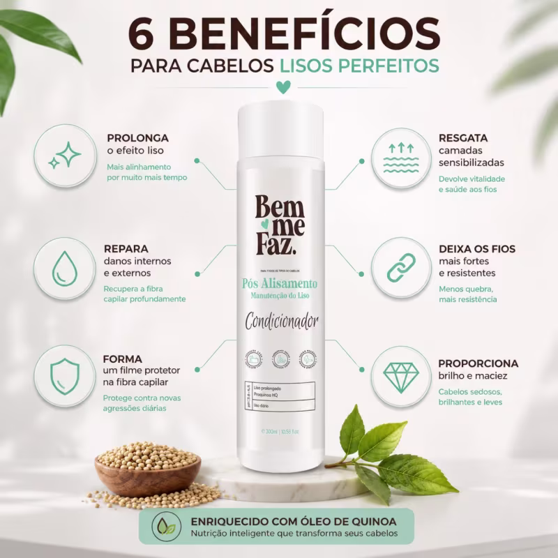 Condicionador Pós Alisamento 300ml Bem Me Faz Manutenção