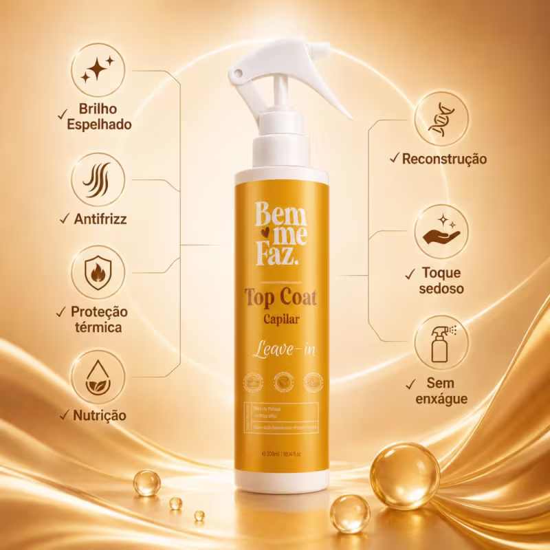 Leave-in Top Coat Capilar 300ml Bem Me Faz Óleo Patauá