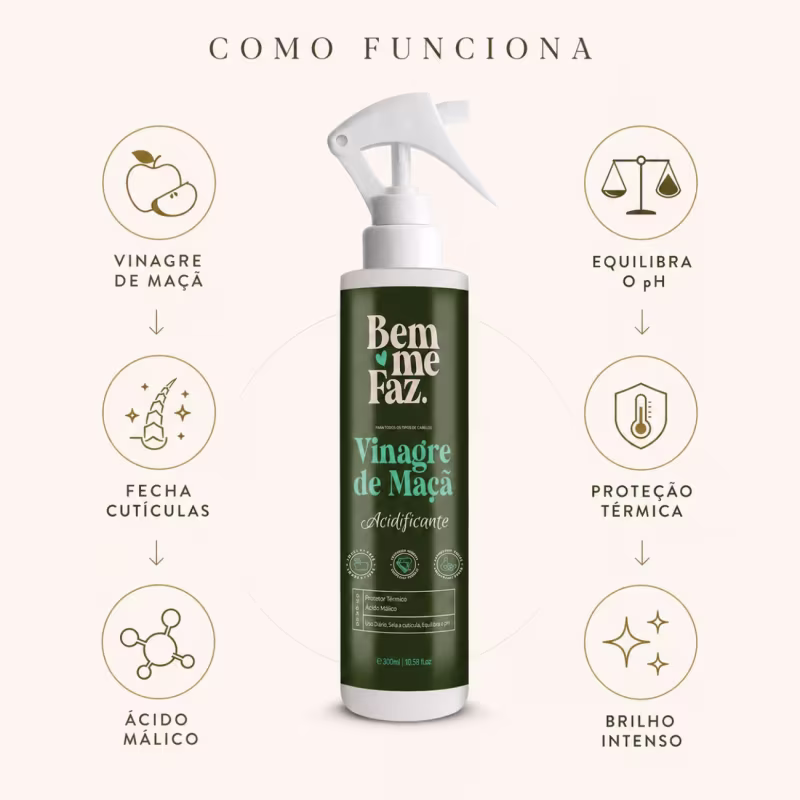 Leave-in Vinagre De Maçã Acidificante 300ml Bem Me Faz