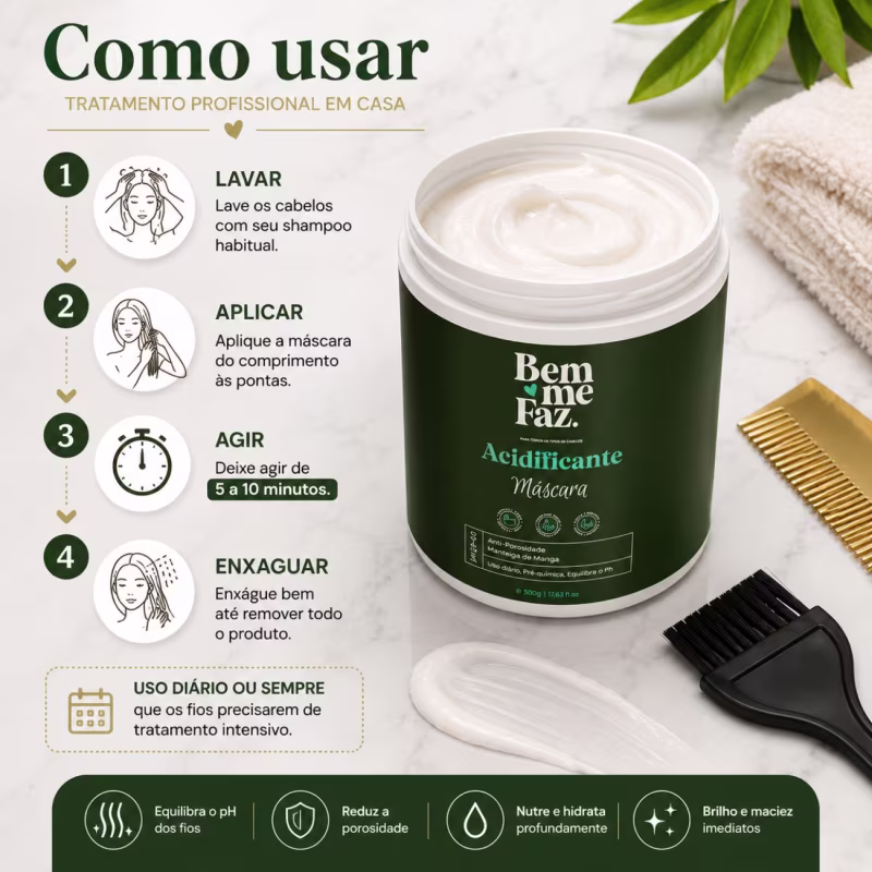 Máscara Acidificante 500g Bem Me Faz Brilho Intenso