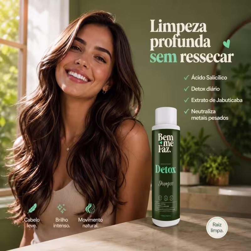 Shampoo Detox 500ml Bem Me Faz Limpeza Profunda Capilar