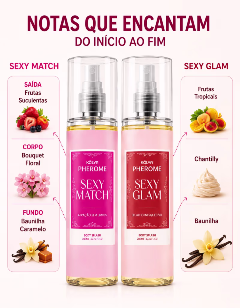Kit Sexy Match e Sexy Glam Body Splash Feminino Kalya 200ml