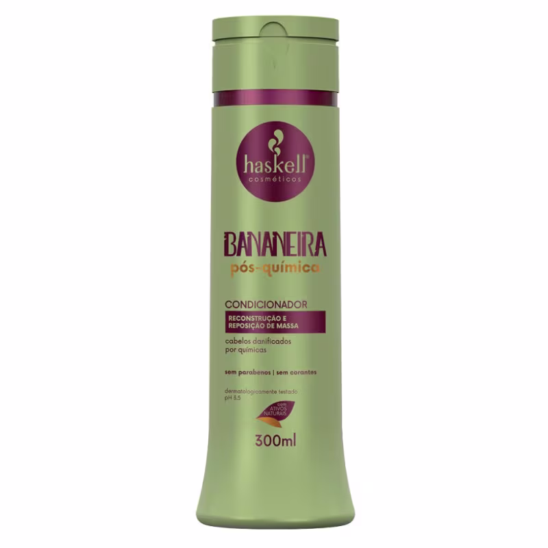 Kit Shampoo Condicionador e Máscara Bananeira Pós Química Cabelos Danificados Haskell  300ml