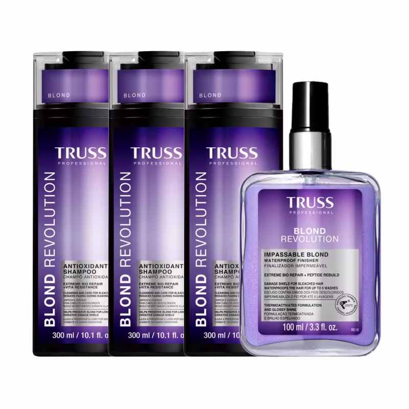 Kit Truss Blond Revolution- Sh 300ml + Más Net Mask 180g + Finalizador 100ml + Uso Obrigatório 260ml