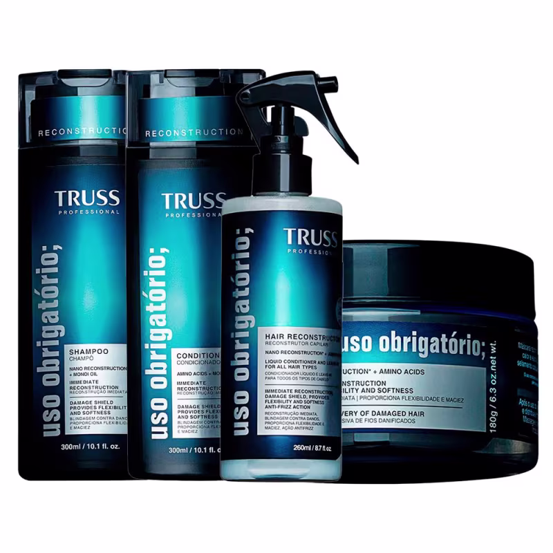 Kit Truss Uso Obrigatório - Shampoo 300ml + Condicionador 300ml + Máscara 180g + Finalizador 260ml