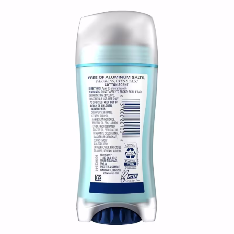 Kit 2 Desodorante Secret Aluminum Free Cotton Scent 68g - 68g