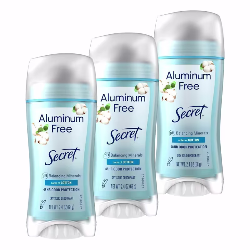 Kit 3 Desodorante Secret Aluminum Free Cotton Scent 68g - 68g